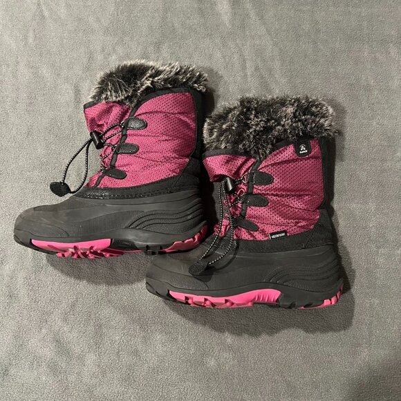Kamik Powdery 2 Girls Youth Pink Black Snow Boots Waterproof Insulated Size 3 - Picture 2 of 9